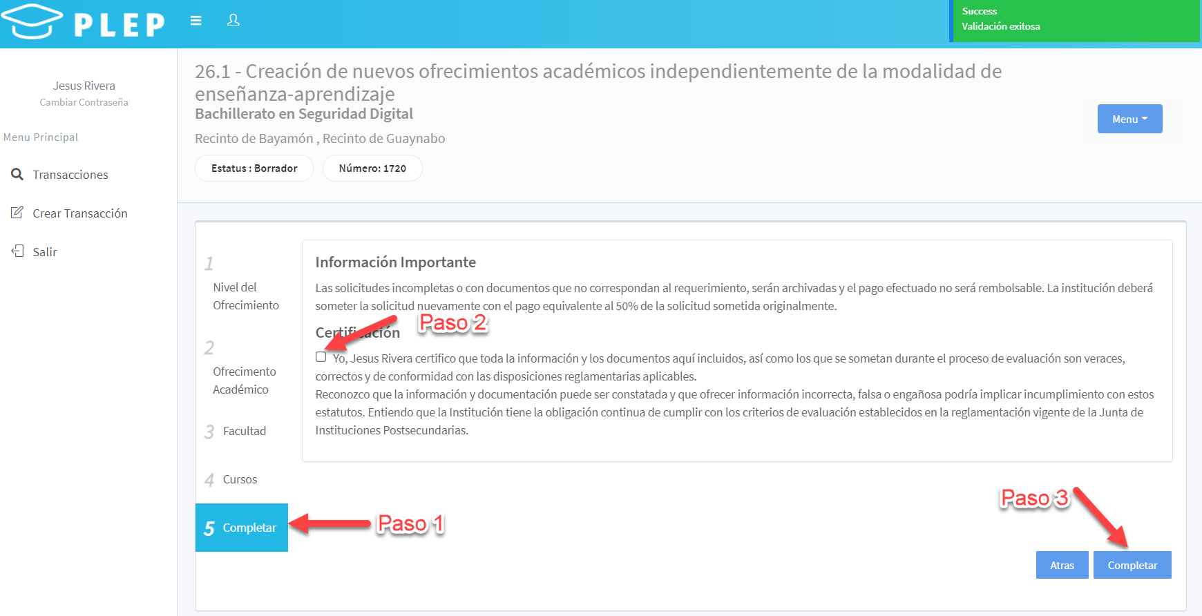 Certificar y Completar